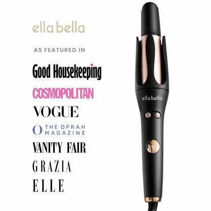 ELLA BELLA® Automatic Rotating Curling Iron – Auto Hair Curler with Digital Display, 1.2 Inch Barrel, Ceramic, Black/Gold Avelisse