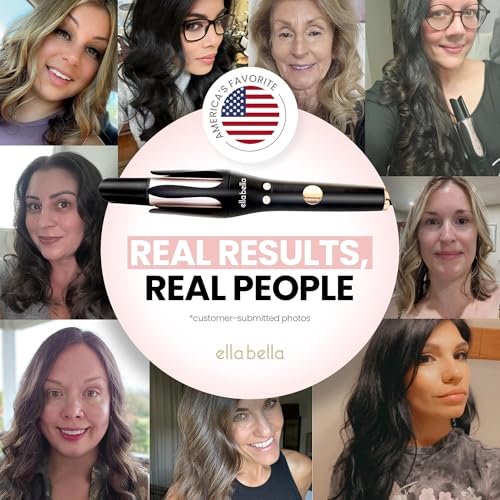 ELLA BELLA® Automatic Rotating Curling Iron – Auto Hair Curler with Digital Display, 1.2 Inch Barrel, Ceramic, Black/Gold Avelisse