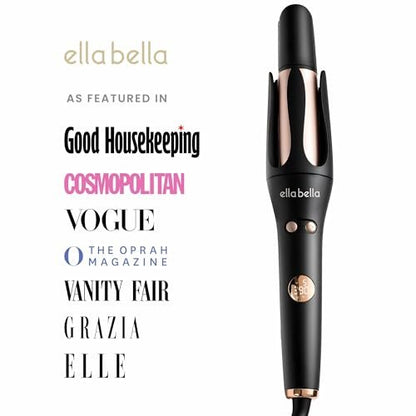 ELLA BELLA® Automatic Rotating Curling Iron – Auto Hair Curler with Digital Display, 1.2 Inch Barrel, Ceramic, Black/Gold Avelisse