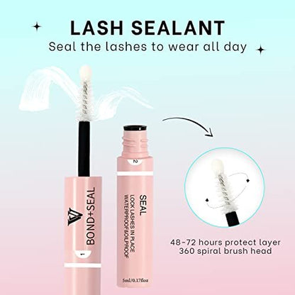VAVALASH Lash Bond and Seal Cluster Lash Glue - 5ml+5ml, Strong Hold 48-72 Hours, Waterproof for DIY Lash Extensions