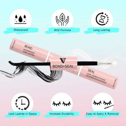 VAVALASH Lash Bond and Seal Cluster Lash Glue - 5ml+5ml, Strong Hold 48-72 Hours, Waterproof for DIY Lash Extensions