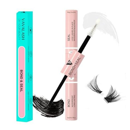 VAVALASH Lash Bond and Seal Cluster Lash Glue - 5ml+5ml, Strong Hold 48-72 Hours, Waterproof for DIY Lash Extensions