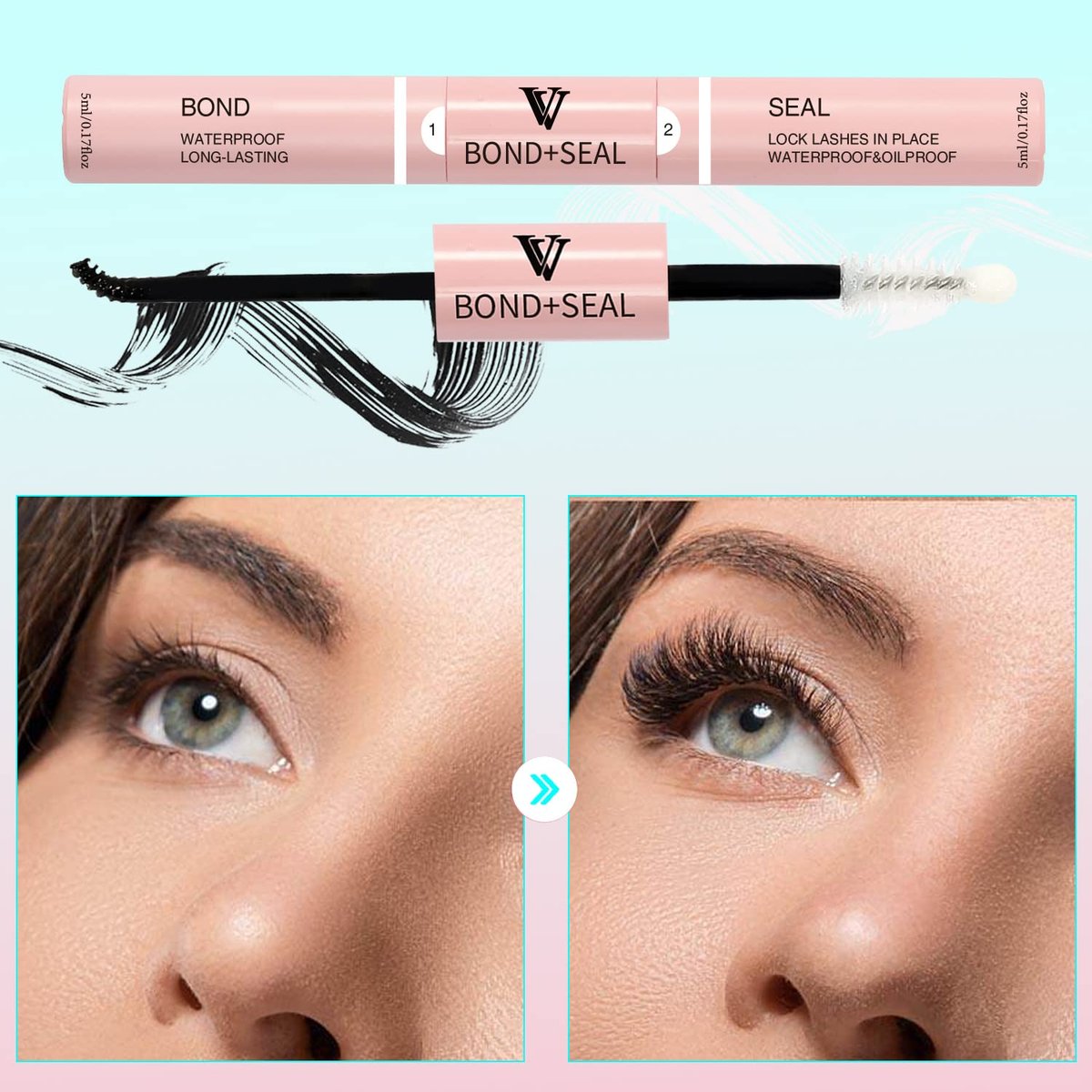 VAVALASH Lash Bond and Seal Cluster Lash Glue - 5ml+5ml, Strong Hold 48-72 Hours, Waterproof for DIY Lash Extensions - görsel 11