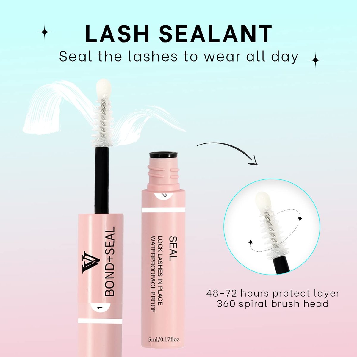 VAVALASH Lash Bond and Seal Cluster Lash Glue - 5ml+5ml, Strong Hold 48-72 Hours, Waterproof for DIY Lash Extensions - görsel 7