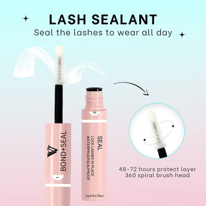 VAVALASH Lash Bond and Seal Cluster Lash Glue - 5ml+5ml, Strong Hold 48-72 Hours, Waterproof for DIY Lash Extensions