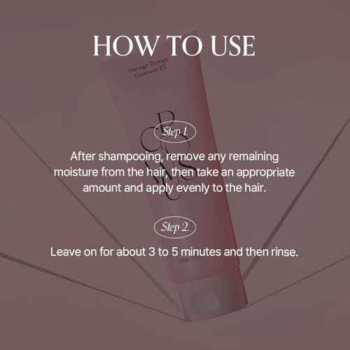 GROWUS Damage Therapy Protein Hair Treatment - 7.43 fl oz Repair & Hydrate Deep Conditioner for Dry, Brittle Hair, Bulgarian Rose Musk Scent, Paraben & Sulfate Free K-Beauty Avelisse