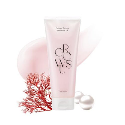 GROWUS Damage Therapy Protein Hair Treatment - 7.43 fl oz Repair & Hydrate Deep Conditioner for Dry, Brittle Hair, Bulgarian Rose Musk Scent, Paraben & Sulfate Free K-Beauty Avelisse