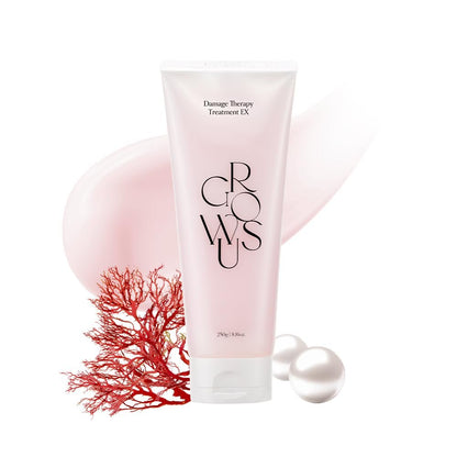GROWUS Damage Therapy Protein Hair Treatment - 7.43 fl oz Repair & Hydrate Deep Conditioner for Dry, Brittle Hair, Bulgarian Rose Musk Scent, Paraben & Sulfate Free K-Beauty Avelisse