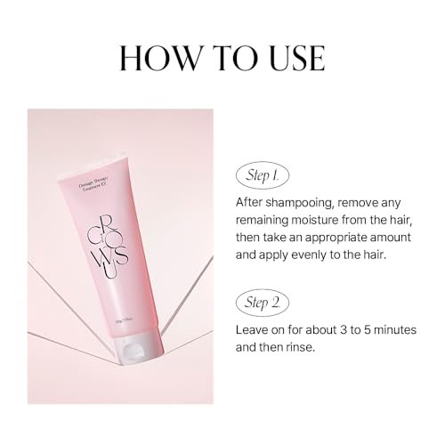 GROWUS Damage Therapy Protein Hair Treatment - 7.43 fl oz Repair & Hydrate Deep Conditioner for Dry, Brittle Hair, Bulgarian Rose Musk Scent, Paraben & Sulfate Free K-Beauty Avelisse