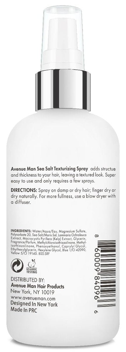 Avenue Man Sea Salt Spray for Men - Texturizing & Thickening Sea Salt Hair Spray with Kelp & Brown Seaweed Extract - Paraben & Sulfate-Free - Add Volume and Texture Beach Hairspray 6.76 Oz Avelisse