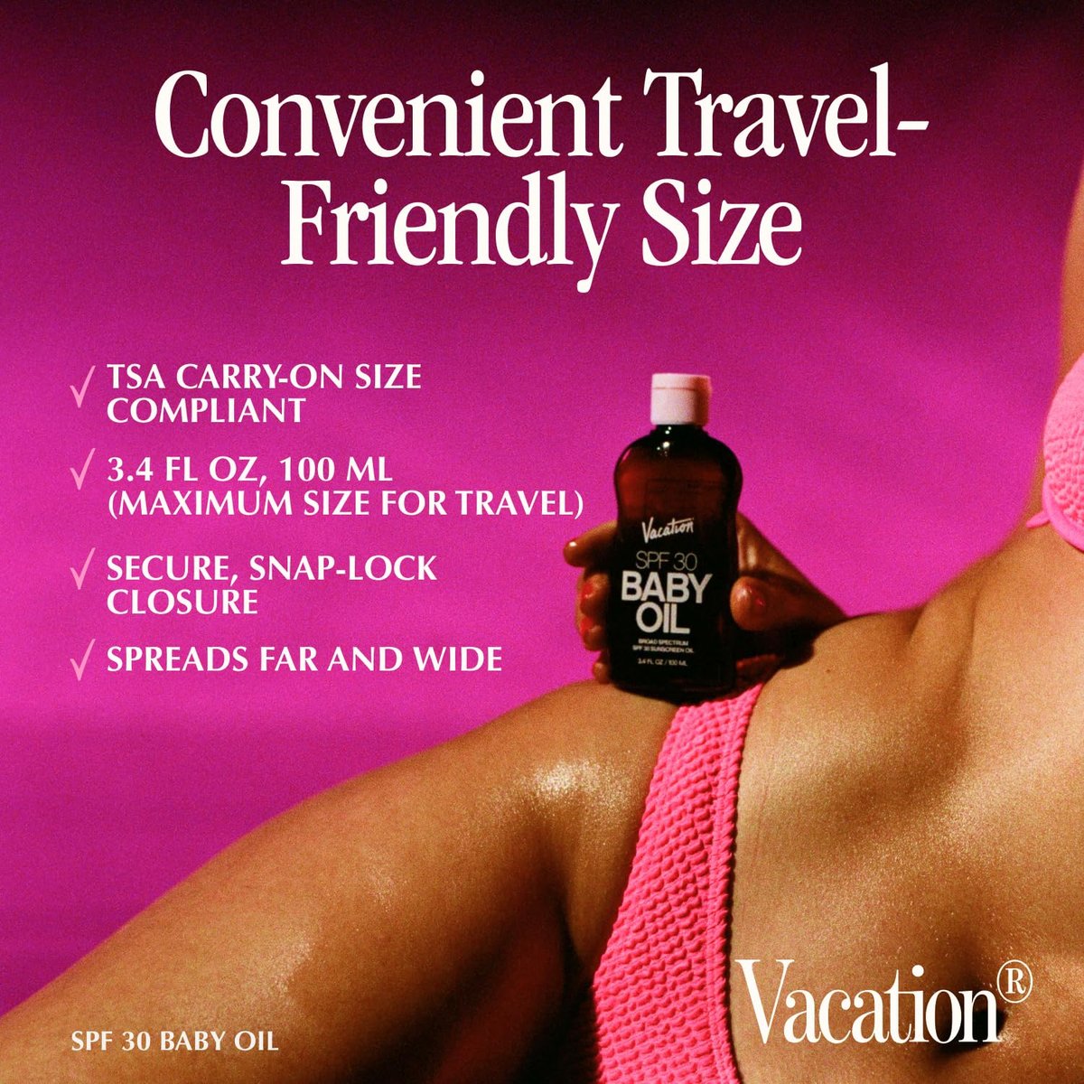 Vacation Baby Oil SPF 30 & Air Freshener Bundle – Hydrating, Nourishing, Mineral-Oil Free Sunscreen for All Skin Tones, Travel Size 3.4 Fl Oz Avelisse