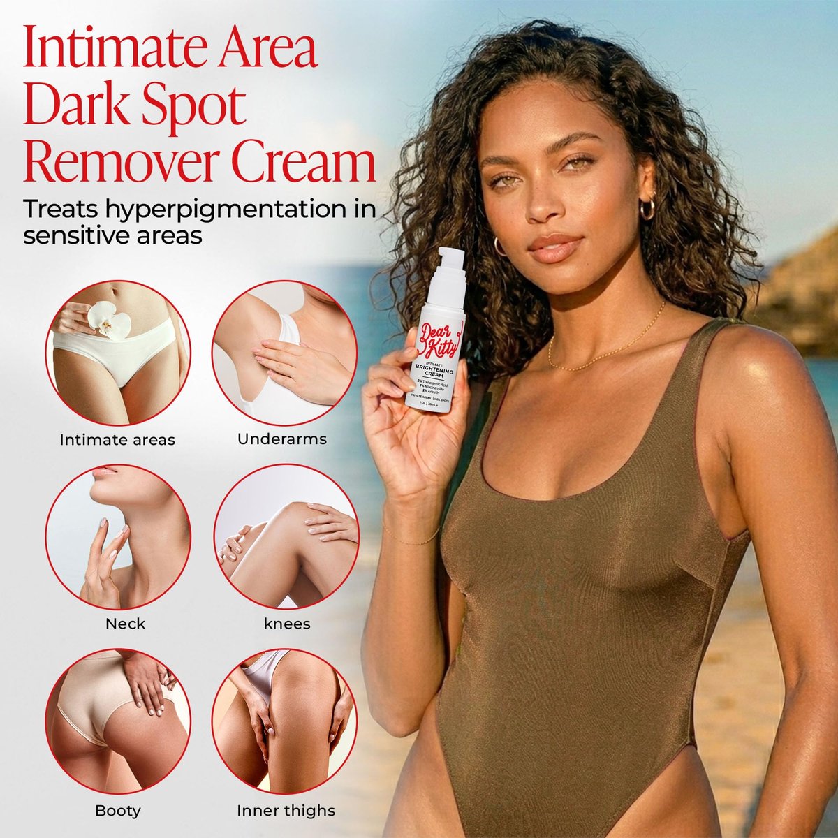 Dark Spot Correcting Cream for Intimate Areas – Intimate Lightening & Brightening Cream for Women Bikini Line Inner Thigh & Underarm Whitening with Tranexamic Acid & Niacinamide, Sensitive Skin Safe, 1 oz Avelisse