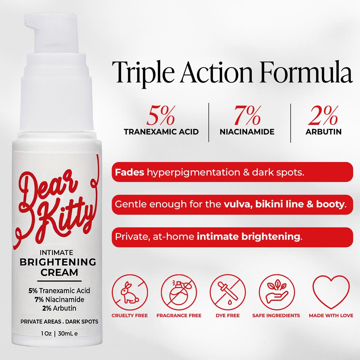 Dark Spot Correcting Cream for Intimate Areas – Intimate Lightening & Brightening Cream for Women Bikini Line Inner Thigh & Underarm Whitening with Tranexamic Acid & Niacinamide, Sensitive Skin Safe, 1 oz Avelisse