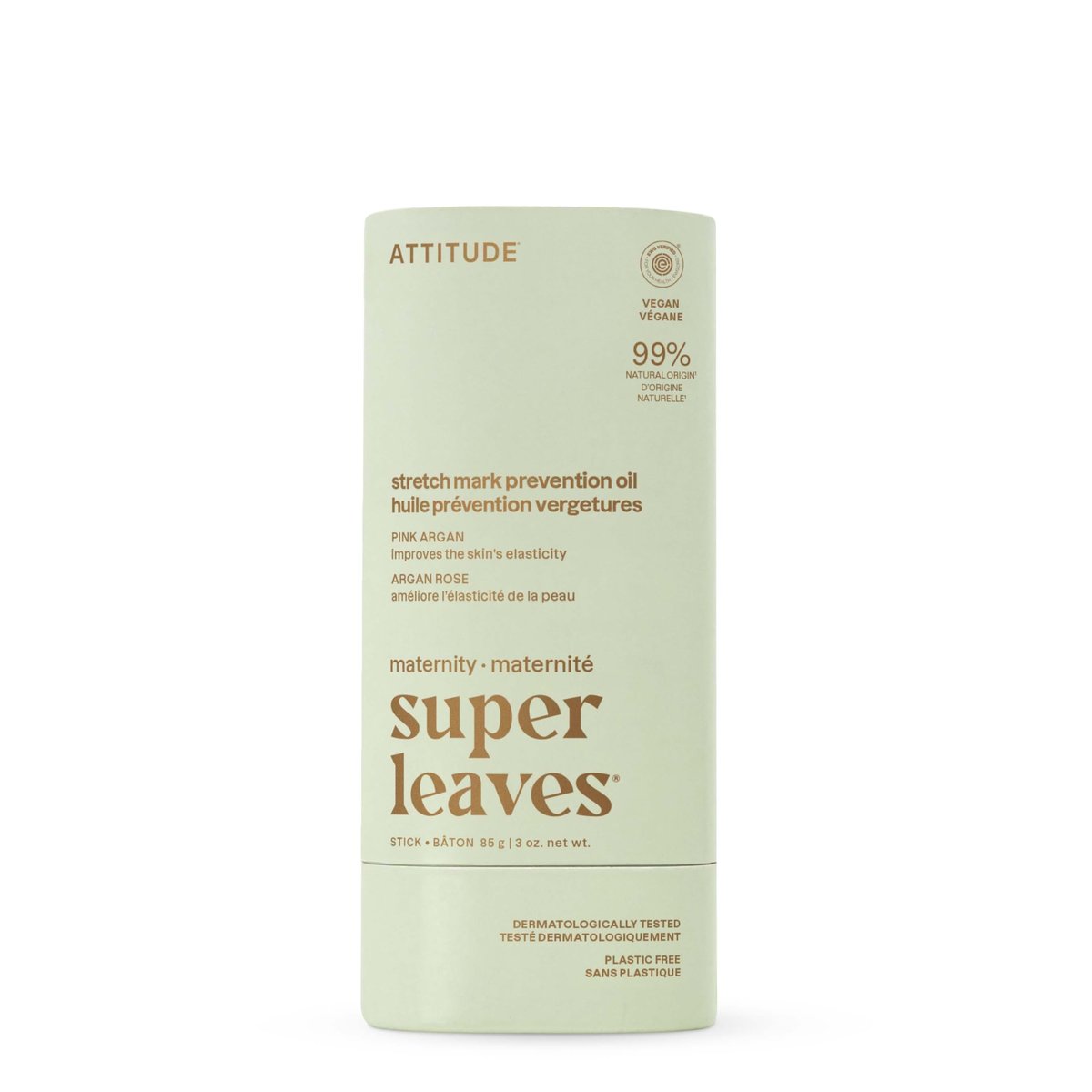 ATTITUDE Plastic-Free Pregnancy Stretch Mark Prevention Oil – EWG Verified, Plant-Based Maternity Care with Pink Argan, 3 oz - görsel 1