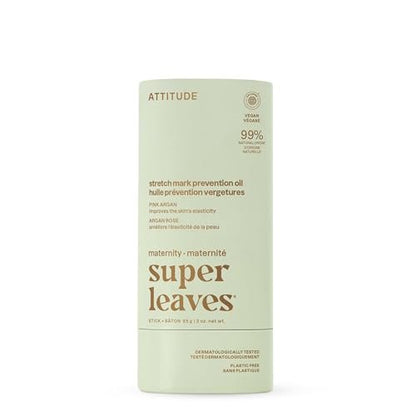 ATTITUDE Plastic-Free Pregnancy Stretch Mark Prevention Oil – EWG Verified, Plant-Based Maternity Care with Pink Argan, 3 oz