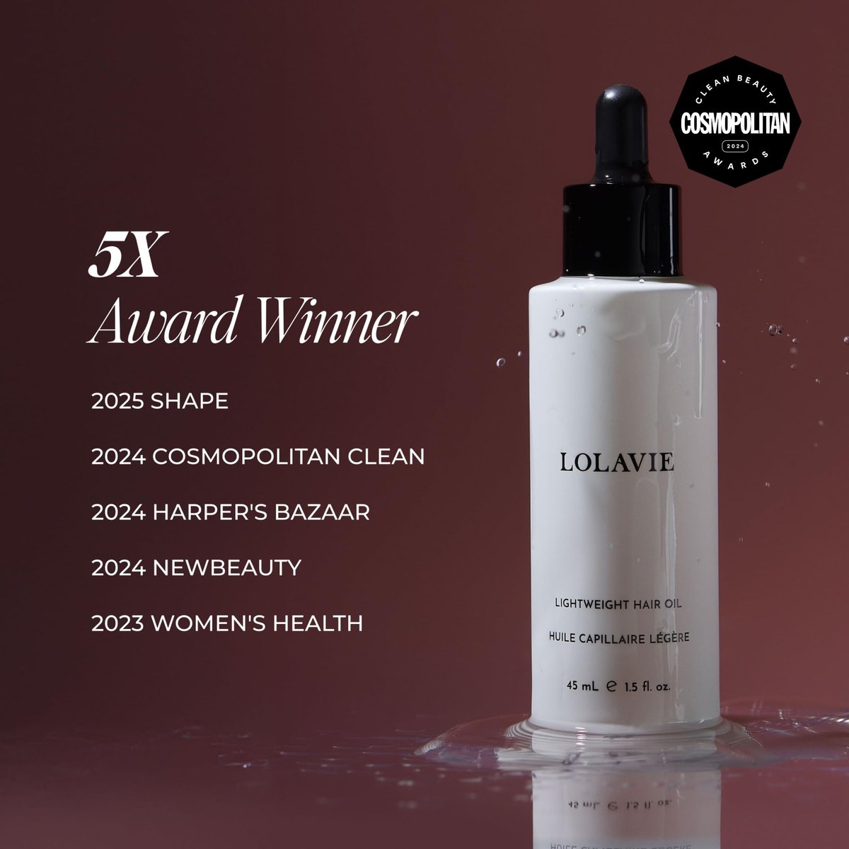 LolaVie Lightweight Hair Oil – 1.5 oz – Weightless Shine, Frizz Control & Split End Smoothing for All Hair Types Avelisse