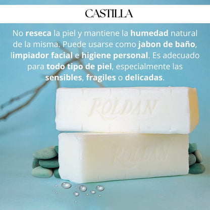 Roldan Castile Soap - Hypoallergenic 4 oz Bar for Sensitive Baby Skin - Pure & Gentle
