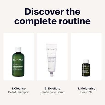 HORACE Beard Shampoo for Men - Sulphate-Free Wash with Castor Oil, Gentle Care for All Skin Types, Woody Aromatic Scent, 250 ml Avelisse