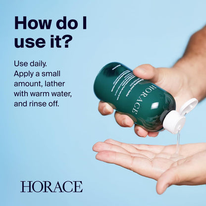 HORACE Beard Shampoo for Men - Sulphate-Free Wash with Castor Oil, Gentle Care for All Skin Types, Woody Aromatic Scent, 250 ml Avelisse