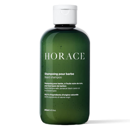 HORACE Beard Shampoo for Men - Sulphate-Free Wash with Castor Oil, Gentle Care for All Skin Types, Woody Aromatic Scent, 250 ml Avelisse