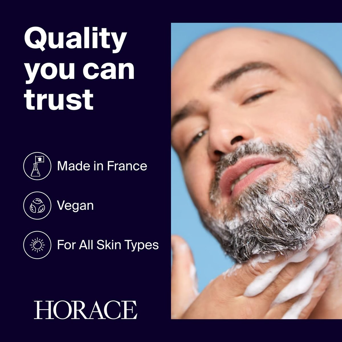 HORACE Beard Shampoo for Men - Sulphate-Free Wash with Castor Oil, Gentle Care for All Skin Types, Woody Aromatic Scent, 250 ml Avelisse