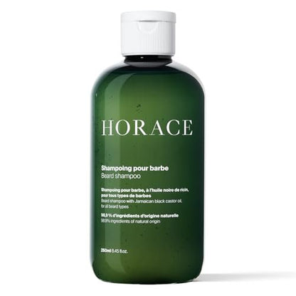 HORACE Beard Shampoo for Men - Sulphate-Free Wash with Castor Oil, Gentle Care for All Skin Types, Woody Aromatic Scent, 250 ml Avelisse