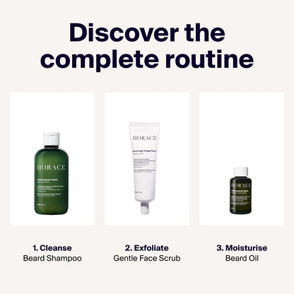 HORACE Beard Shampoo for Men - Sulphate-Free Wash with Castor Oil, Gentle Care for All Skin Types, Woody Aromatic Scent, 250 ml Avelisse