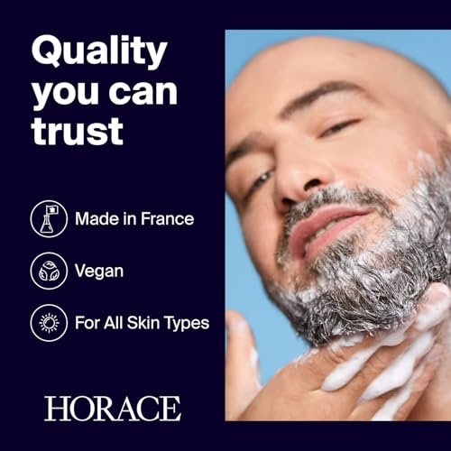 HORACE Beard Shampoo for Men - Sulphate-Free Wash with Castor Oil, Gentle Care for All Skin Types, Woody Aromatic Scent, 250 ml Avelisse