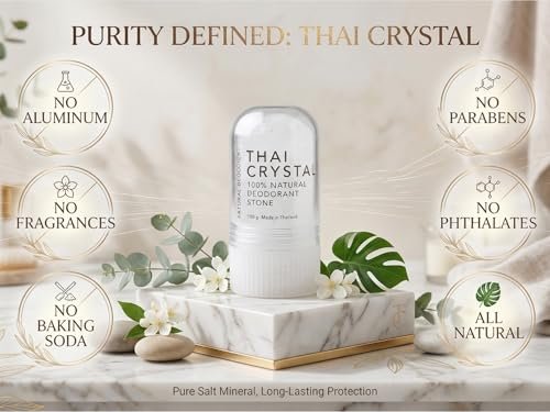 All-Natural Mineral Deodorant Stick Set of 2 - Non-Aluminum Thai Crystal Stone for Lasting Odor Control, Unisex, by Verve CULTURE Avelisse