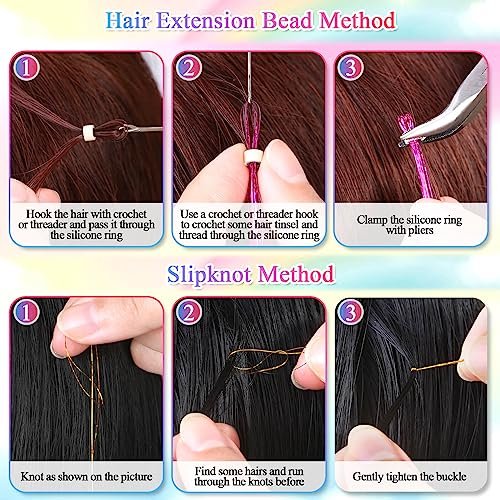 ROADPLUM Hair Tinsel Kit - 16 Colors, 3200 Strands & 12 Colors Hair Feathers - Heat Resistant Shiny Tinsel for Cosplay, Party, and Everyday Glam - görsel 10