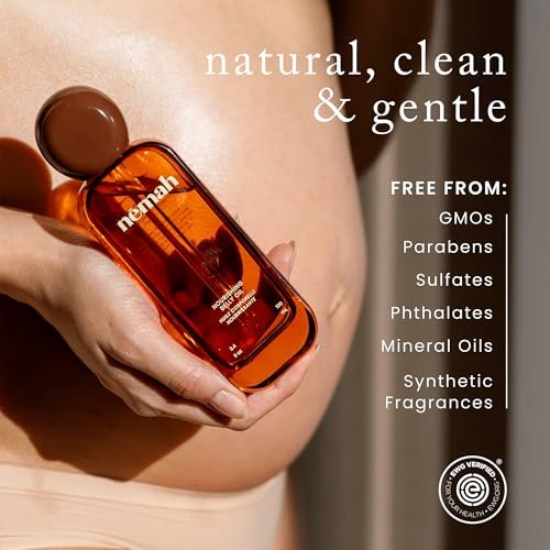 Nemah Belly Oil for Pregnant Women – Stretch Mark Prevention with Jojoba, Coconut & Hemisqualane – Quick Drying, Non-Greasy – Vegan, 3.4 Fl Oz Avelisse