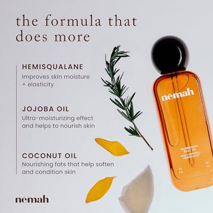 Nemah Belly Oil for Pregnant Women – Stretch Mark Prevention with Jojoba, Coconut & Hemisqualane – Quick Drying, Non-Greasy – Vegan, 3.4 Fl Oz Avelisse