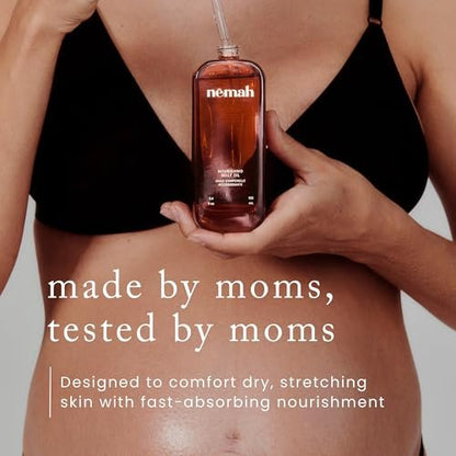 Nemah Belly Oil for Pregnant Women – Stretch Mark Prevention with Jojoba, Coconut & Hemisqualane – Quick Drying, Non-Greasy – Vegan, 3.4 Fl Oz Avelisse
