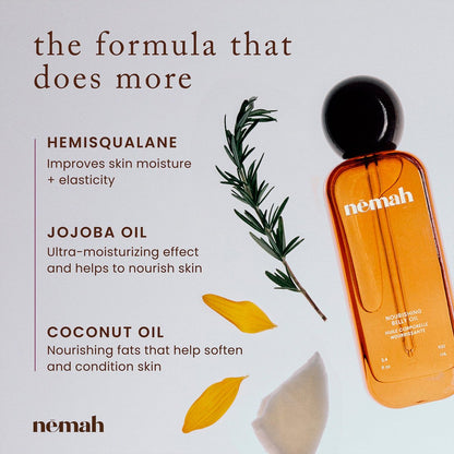 Nemah Belly Oil for Pregnant Women – Stretch Mark Prevention with Jojoba, Coconut & Hemisqualane – Quick Drying, Non-Greasy – Vegan, 3.4 Fl Oz Avelisse