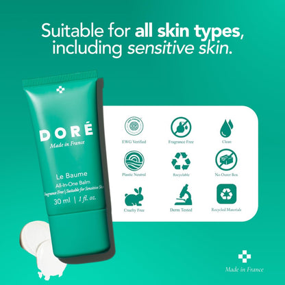 Doré Le Baume All-In-One Balm – Fragrance-Free Face Balm Moisturizer for Sensitive Skin, Multi-Purpose Lip Moisturizer, Night Ointment with Vitamin E (1 fl oz | 30 ml) Avelisse