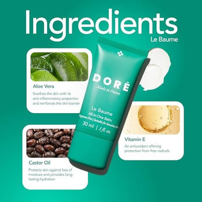 Doré Le Baume All-In-One Balm – Fragrance-Free Face Balm Moisturizer for Sensitive Skin, Multi-Purpose Lip Moisturizer, Night Ointment with Vitamin E (1 fl oz | 30 ml) Avelisse