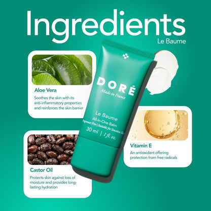 Doré Le Baume All-In-One Balm – Fragrance-Free Face Balm Moisturizer for Sensitive Skin, Multi-Purpose Lip Moisturizer, Night Ointment with Vitamin E (1 fl oz | 30 ml) Avelisse
