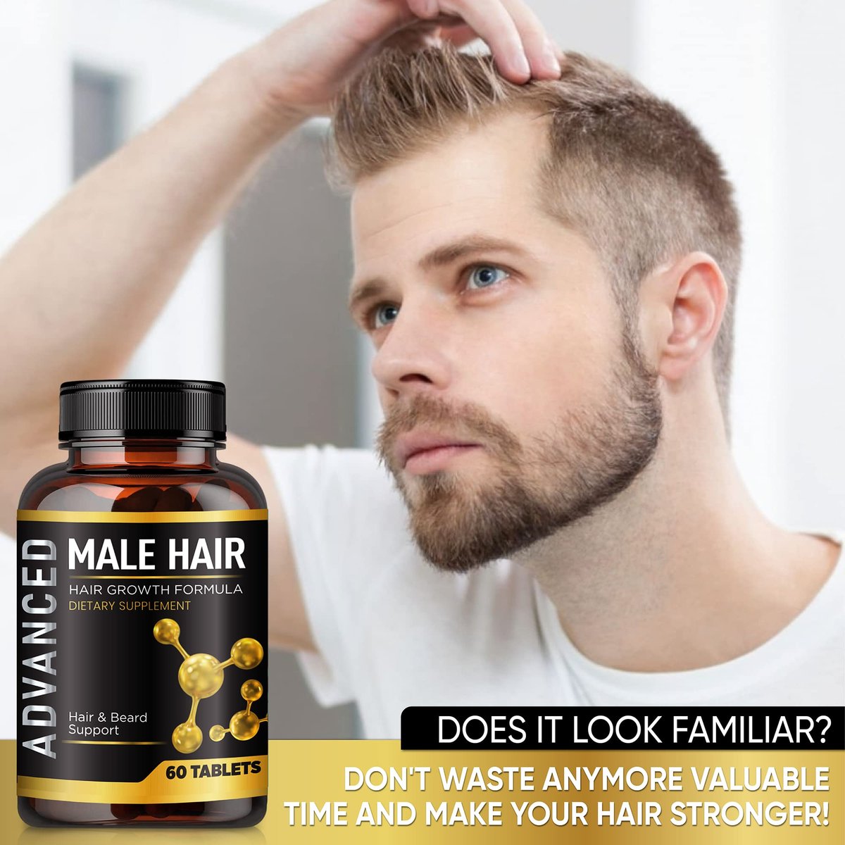 NutraPro Hair Growth Vitamins for Men - Anti Hair Loss Support with DHT Blocker & Biotin - 60 Count Avelisse