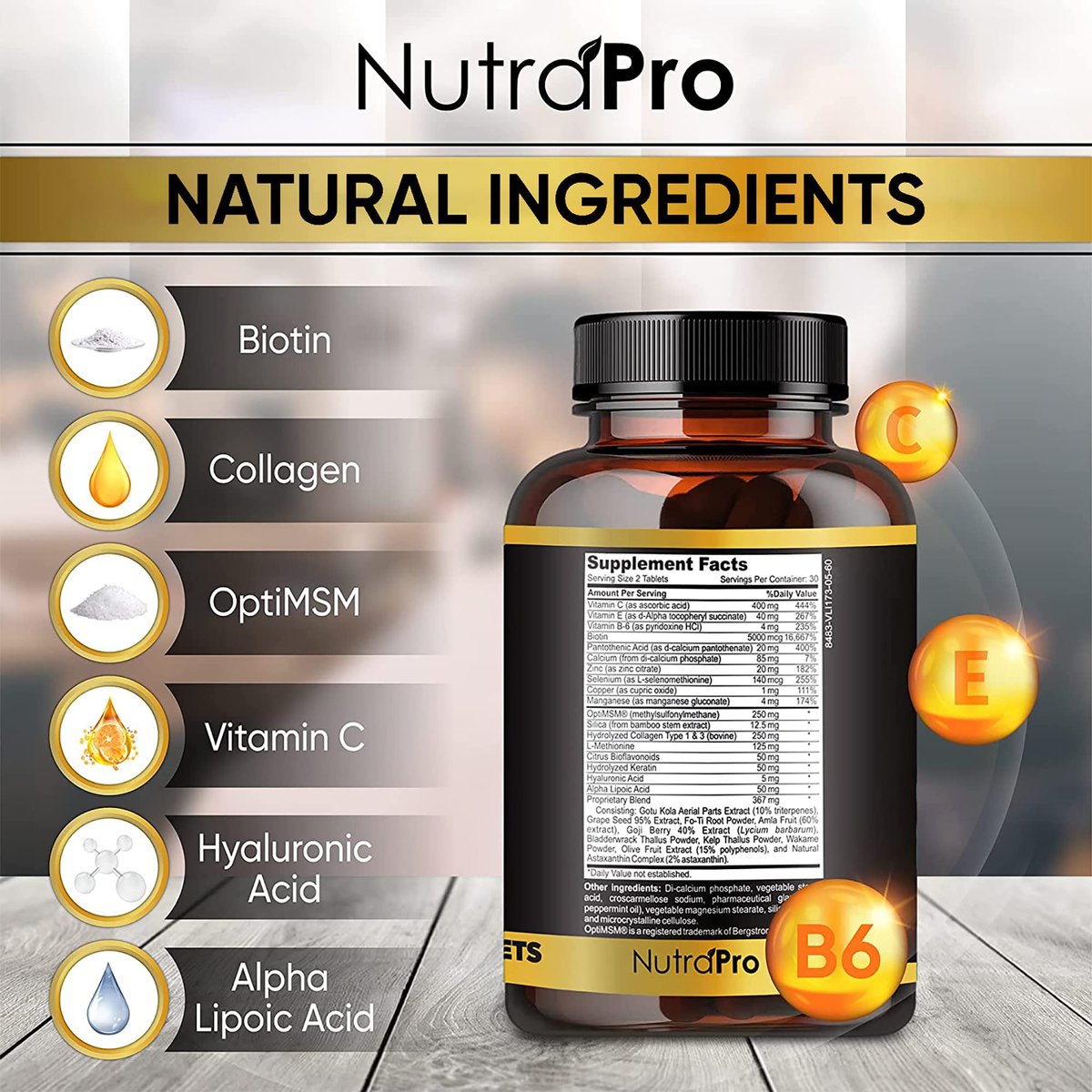 NutraPro Hair Growth Vitamins for Men - Anti Hair Loss Support with DHT Blocker & Biotin - 60 Count Avelisse