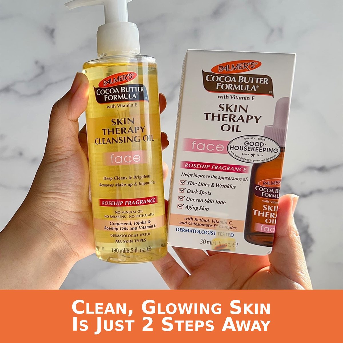 Palmer's Cocoa Butter Face Oil & Facial Cleanser Oil Bundle with Vitamin E & Rosehip Fragrance - 2-Piece Skin Care Set Avelisse