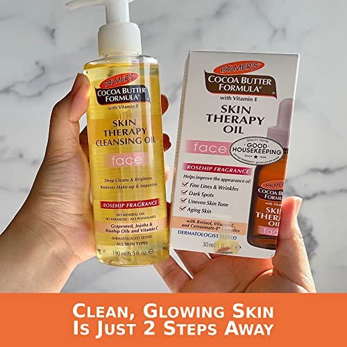 Palmer's Cocoa Butter Face Oil & Facial Cleanser Oil Bundle with Vitamin E & Rosehip Fragrance - 2-Piece Skin Care Set Avelisse