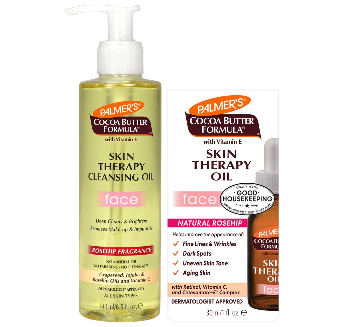 Palmer's Cocoa Butter Face Oil & Facial Cleanser Oil Bundle with Vitamin E & Rosehip Fragrance - 2-Piece Skin Care Set Avelisse