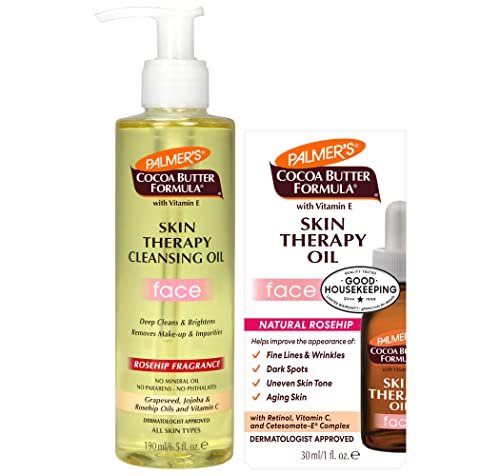 Palmer's Cocoa Butter Face Oil & Facial Cleanser Oil Bundle with Vitamin E & Rosehip Fragrance - 2-Piece Skin Care Set Avelisse