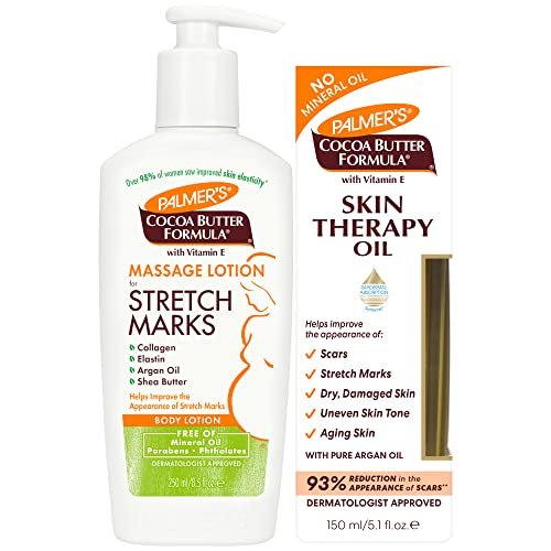 Palmer's Stretch Mark Care Body Lotion & Massage Oil Bundle | Cocoa Butter Formula with Vitamin E for Pregnancy Avelisse