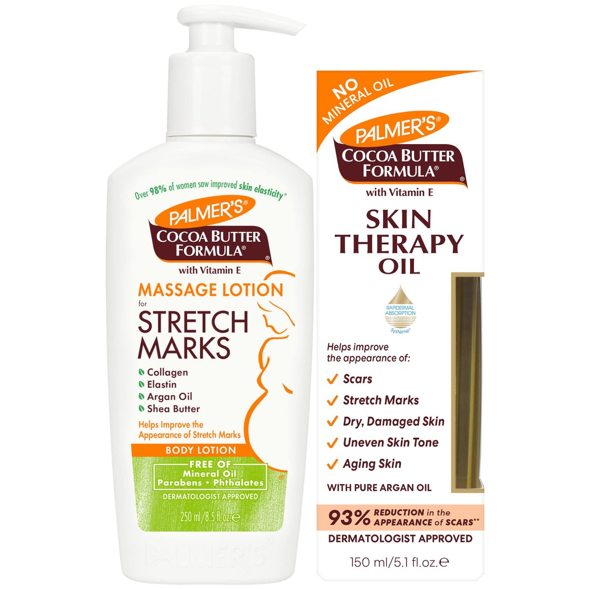 Palmer's Stretch Mark Care Body Lotion & Massage Oil Bundle | Cocoa Butter Formula with Vitamin E for Pregnancy Avelisse