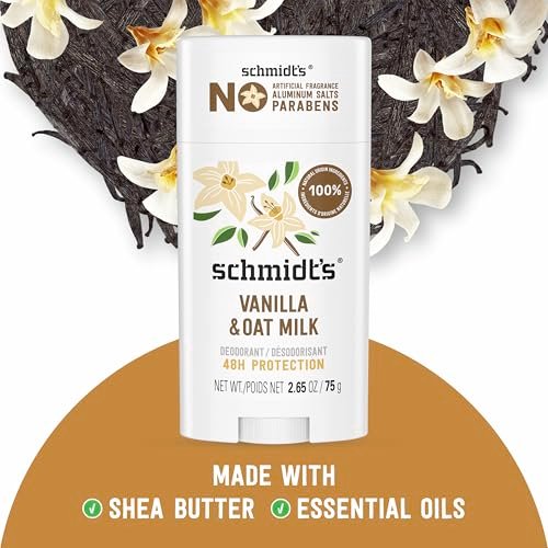 Schmidt's Aluminum-Free Vegan Deodorant Vanilla & Oat Milk - 24 Hour Odor Protection, Natural Ingredients, Cruelty-Free, 2.65 oz - görsel 6