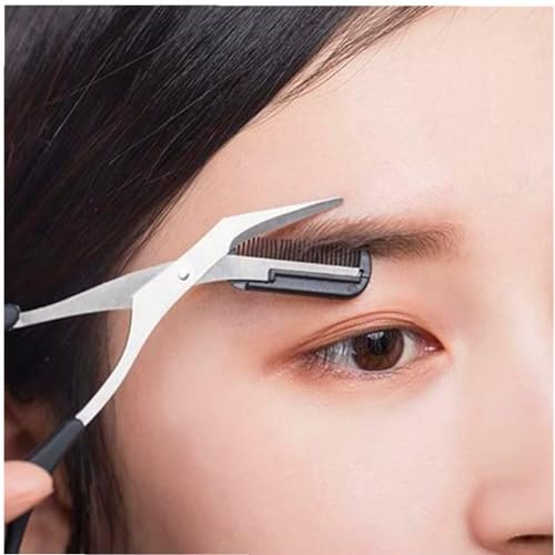 XUJINCN Eyebrow Trimmer Scissors with Comb (Detachable) – Black, Stainless Steel, Non-Slip Handle - görsel 14
