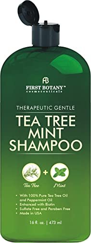 First Botany Tea Tree Oil Shampoo 16 fl oz - Anti Dandruff & Natural Scalp Cleanser for Dry, Itchy, Flaky Scalp - Sulfate Free, Paraben Free - Prevents Head Lice & Thinning Avelisse