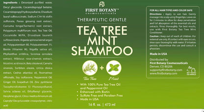 First Botany Tea Tree Oil Shampoo 16 fl oz - Anti Dandruff & Natural Scalp Cleanser for Dry, Itchy, Flaky Scalp - Sulfate Free, Paraben Free - Prevents Head Lice & Thinning Avelisse