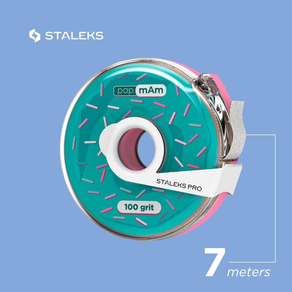 STALEKS PRO Disposable White Abrasive Tape 100 Grit – 7m Roll in Plastic Case – Glueless Replaceable Abrasive for Professional Nail Shaping – Manicure & Pedicure - görsel 17
